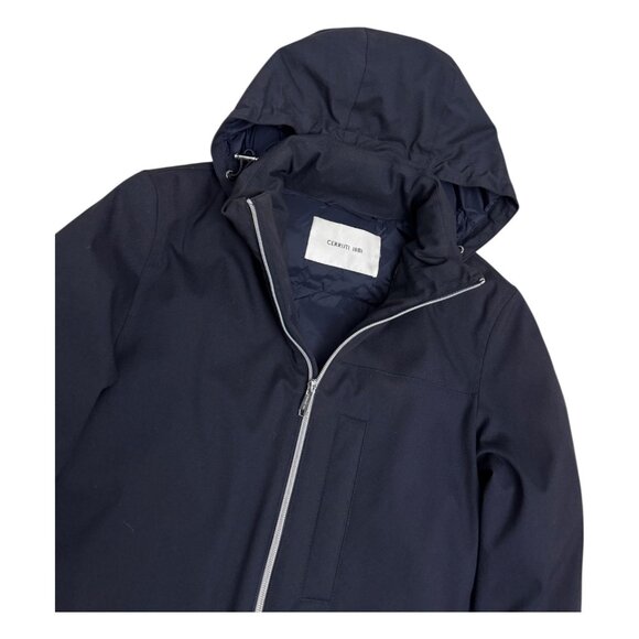 CERUTTI 1881 Luxury Designer Blue Winter Puffer Parka Jacket Coat Womens Large - Picture 2 of 7